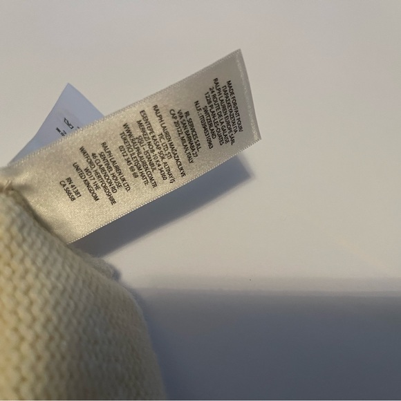 New Ralph Lauren Cream Turtleneck Sweater Intarsia Knit Logo Crest size M - Picture 6 of 11